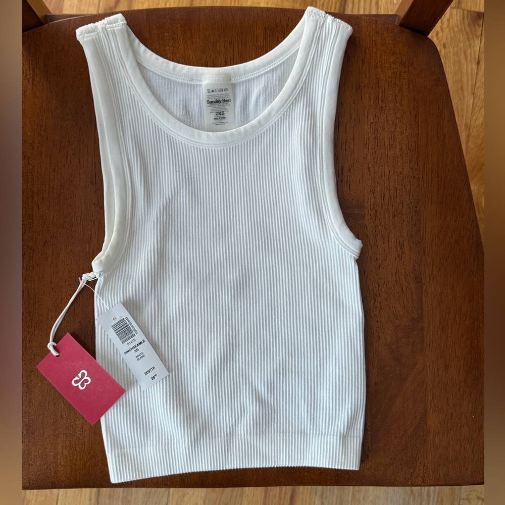 Sunday Best white Ribbed Tank Top